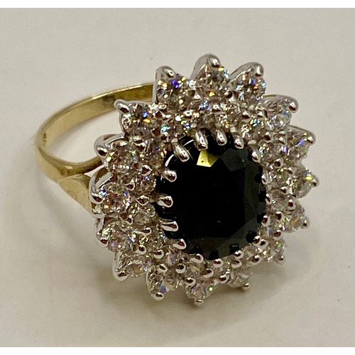 473 - Hallmarked 9ct Gold Central Stone  Encrusted  Ring in Box. UK Size N. Weight 5.11g