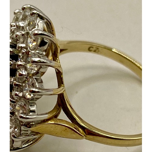 473 - Hallmarked 9ct Gold Central Stone  Encrusted  Ring in Box. UK Size N. Weight 5.11g