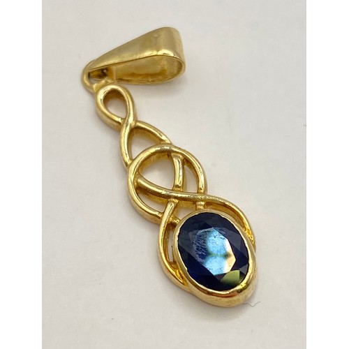 477 - 9ct Gold Hallmarked Sapphire Pendant. Weight 1.69g