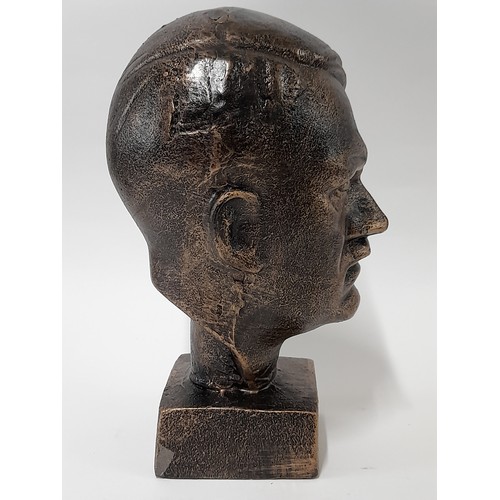 498 - Heavy Bronzed Metal Bust of Hitler, 21cm high