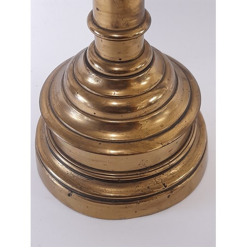 585 - Vintage Brass Pricket Candlestick, 34cm high