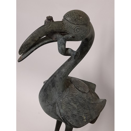 374 - Asian Bronze Crane standing on a Turtle, 54cm high