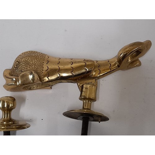 379 - Heavy Hand Made Brass Door Knocker in the form of a Dolphin. Hand made in Malta, 24cm long