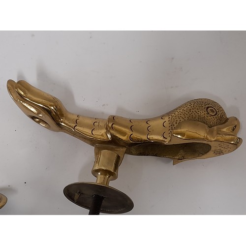 379 - Heavy Hand Made Brass Door Knocker in the form of a Dolphin. Hand made in Malta, 24cm long