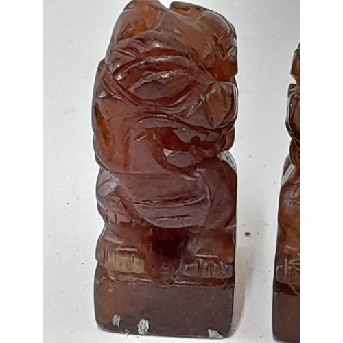 382 - 2 x Hardstone Foo Dogs, 4cm high