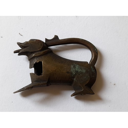 384 - Asian Brass Animal Padlock possibly early 20th century, 5cm long