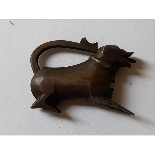 384 - Asian Brass Animal Padlock possibly early 20th century, 5cm long