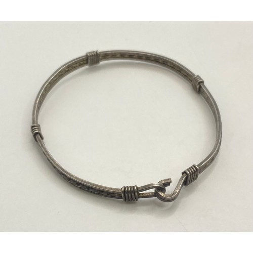 491 - Four Sterling Silver Baby / Child Bangles to Include Bell Rattle and Inscription Examples. Weight 0.... 