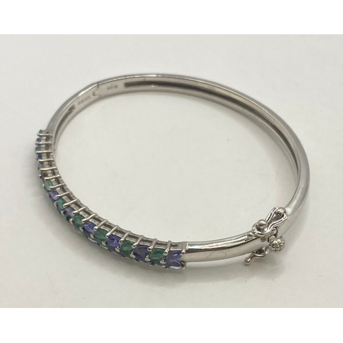 494 - Sterling Silver Gemstone Decorated Clasp Bracelet Along With a Sterling Silver Lock Heart Pendant Br... 