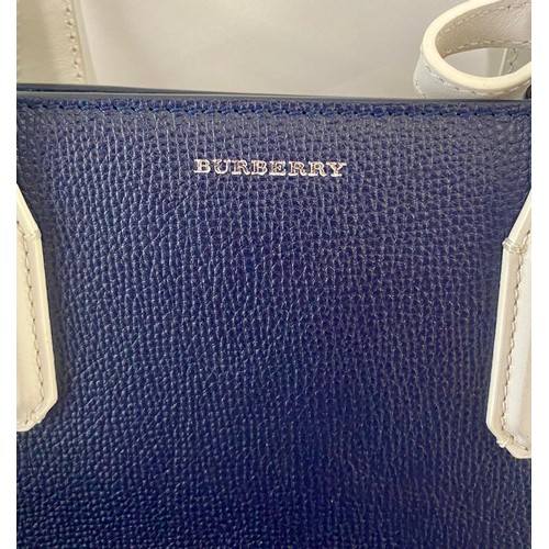 504 - Genuine Burberry London England Banner Regency Blue Handbag. Roughly 37cm x 35cm