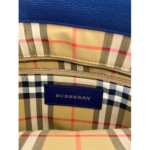 504 - Genuine Burberry London England Banner Regency Blue Handbag. Roughly 37cm x 35cm