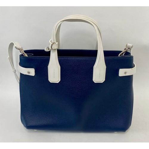 504 - Genuine Burberry London England Banner Regency Blue Handbag. Roughly 37cm x 35cm