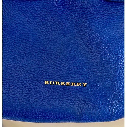 505 - Genuine Burberry London England Brilliant Blue Handbag. Roughly 39cm x 32cm