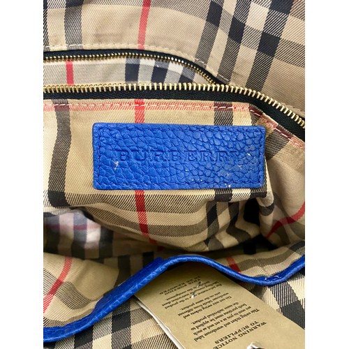 505 - Genuine Burberry London England Brilliant Blue Handbag. Roughly 39cm x 32cm