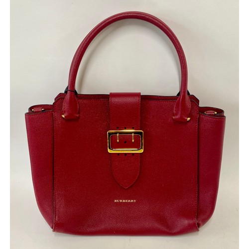 506 - Genuine Burberry London Parade Red Buckle Tote Bag. Roughly 44cm x 37cm