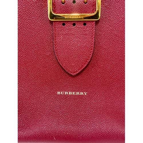 506 - Genuine Burberry London Parade Red Buckle Tote Bag. Roughly 44cm x 37cm