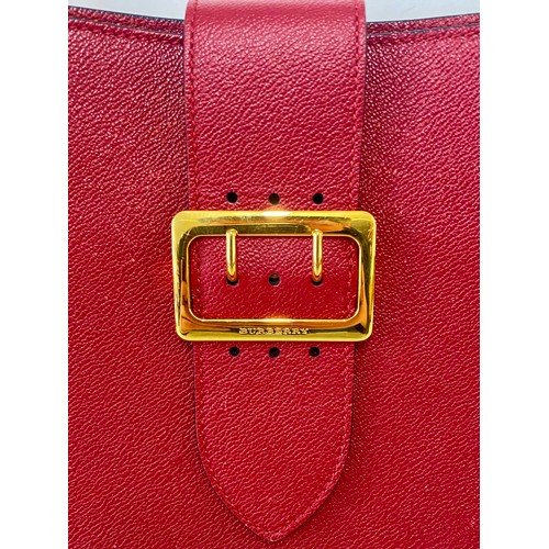 506 - Genuine Burberry London Parade Red Buckle Tote Bag. Roughly 44cm x 37cm