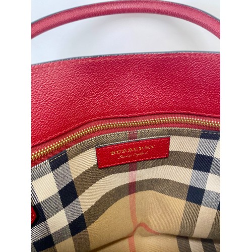 506 - Genuine Burberry London Parade Red Buckle Tote Bag. Roughly 44cm x 37cm