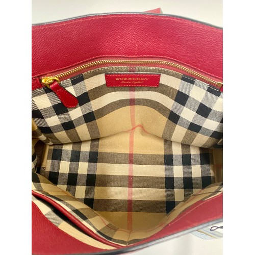 506 - Genuine Burberry London Parade Red Buckle Tote Bag. Roughly 44cm x 37cm