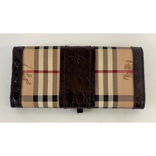 509 - Genuine Burberry London Burberry Check and Leather Purse. Roughly 20cm x 10cm