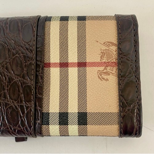 509 - Genuine Burberry London Burberry Check and Leather Purse. Roughly 20cm x 10cm