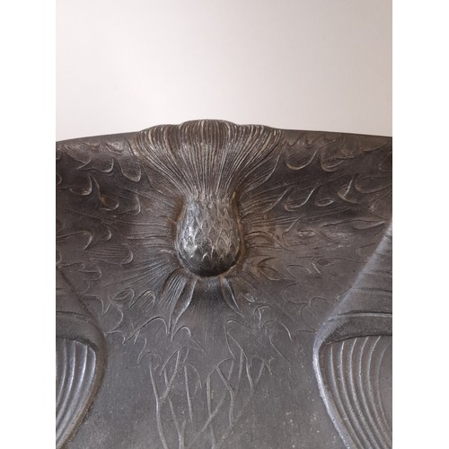 396 - Art Nouveau style Continental Pewter Dish, 37cm x 27cm