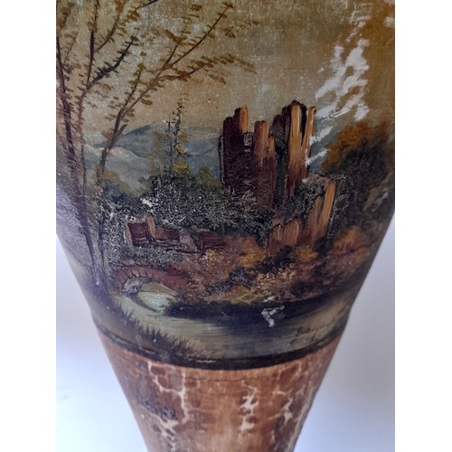 401 - Large Ceramic Pitcher with Hand Painted country scene, 57cm high