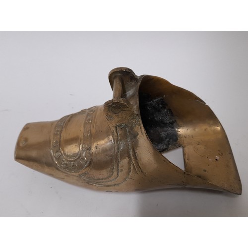 513 - 2 x Brass Stirrups, largest approximately 23cm long