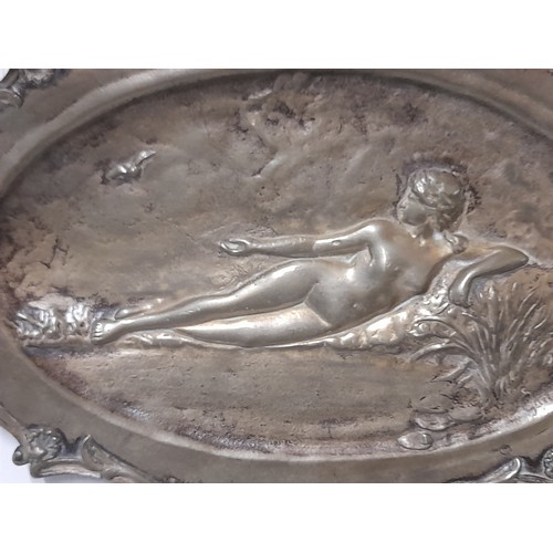 518 - Heavy Bronze wall hanging with reclining nude3 7cm x 24cm