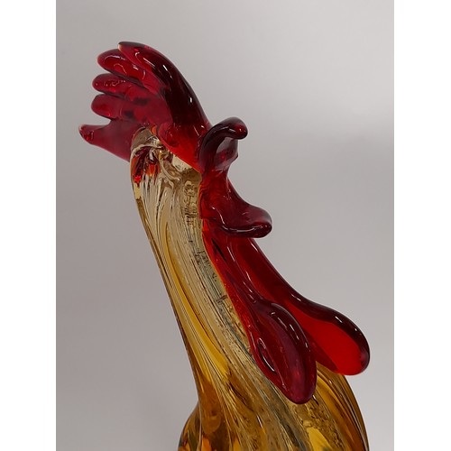 592 - Glass Murano Cockerel, 31cm high   (Damage to one wing)