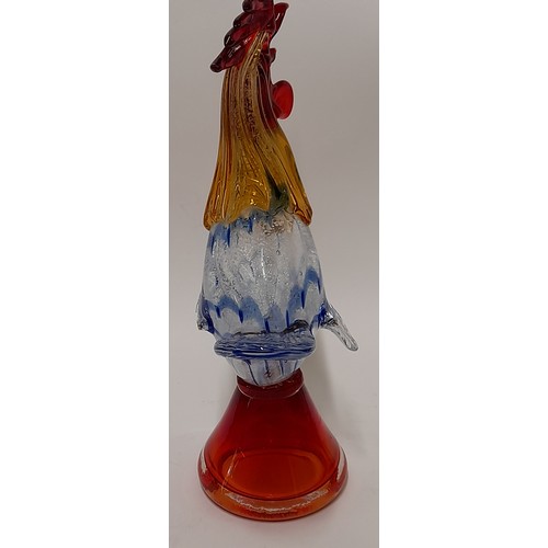 592 - Glass Murano Cockerel, 31cm high   (Damage to one wing)