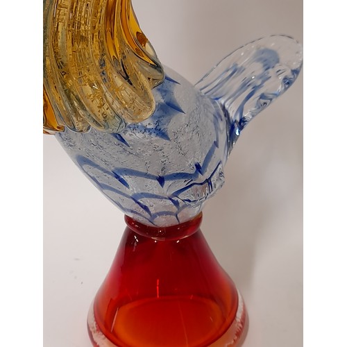 592 - Glass Murano Cockerel, 31cm high   (Damage to one wing)