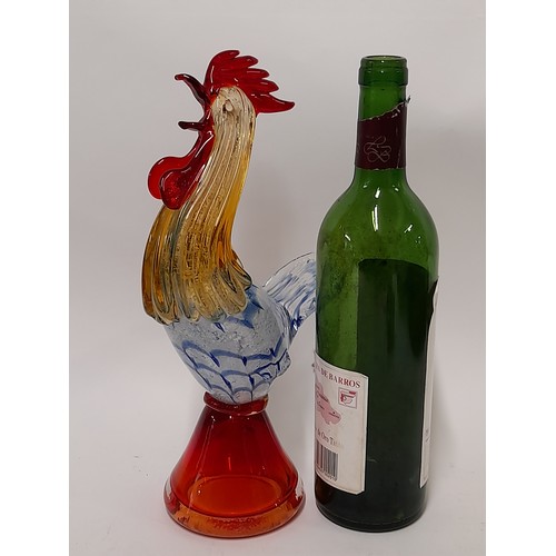 592 - Glass Murano Cockerel, 31cm high   (Damage to one wing)