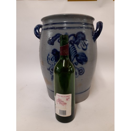 603 - Large 2 handle stoneware container, 38cm x 32cm