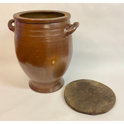 520 - Very Large Salt Glaze Stone Ware Jar With Lid 52cm Height