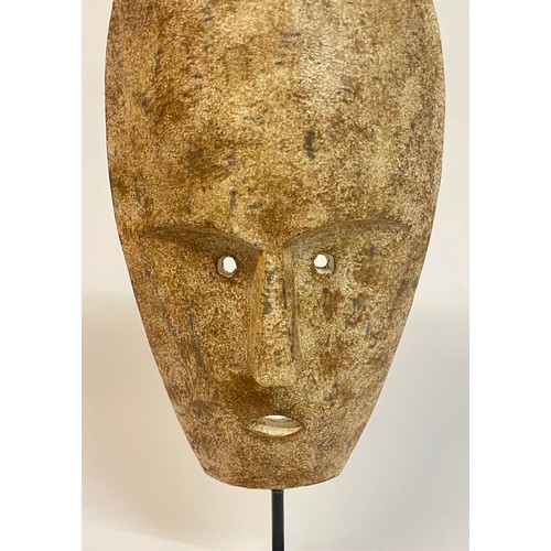 523 - Wooden Timor Style Tribal Mask Sculpture on Stand 43cm Height