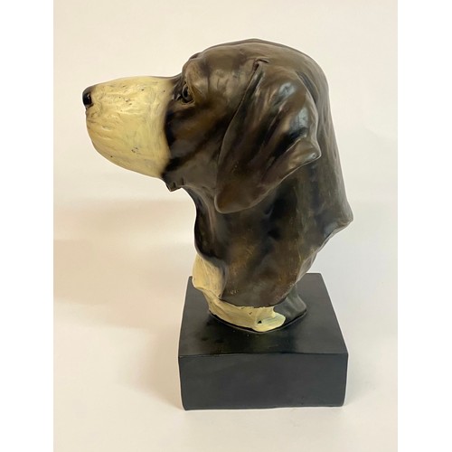 524 - Composite Dog Head Bust Raised on Base 31cm Height