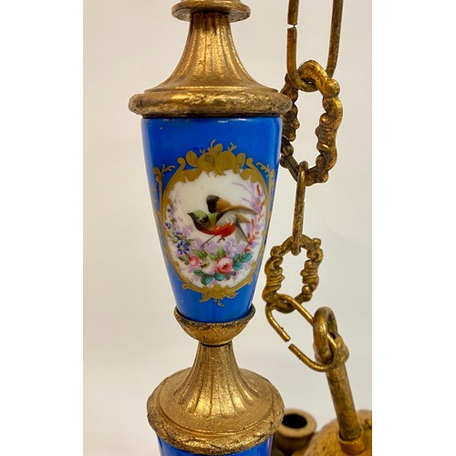 526 - Antique  Sevres (Double LL Mark) 5 Branch Ormolu Candle Chandelier 72cm x 33cm