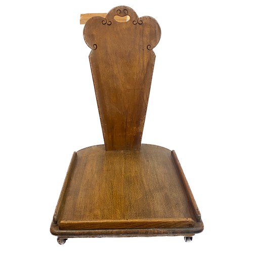 533 - Unusual Georgian Mahogany Canterbury Book Trolley with Ornate Backrest 68cm x 59cm x 45cm