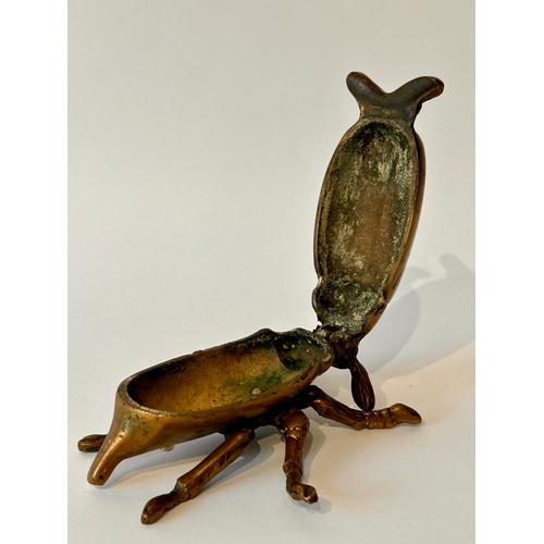 435 - Bronze Novelty Lidded Figure Of A Bug. 13cm x 11cm x 4cm.