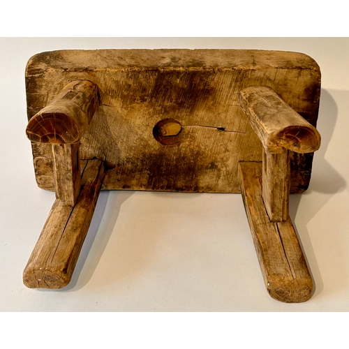 439 - Small Rustic Wooden Stool. 30cm x 19xm x 21cm.