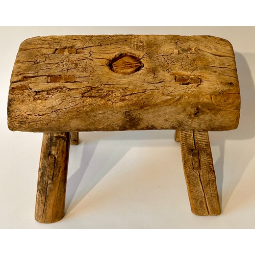 439 - Small Rustic Wooden Stool. 30cm x 19xm x 21cm.