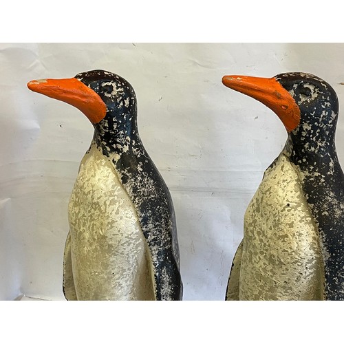 535 - A Pair Of Vintage French Recon Concrete Garden Penguin Figures.67 cms High (2)