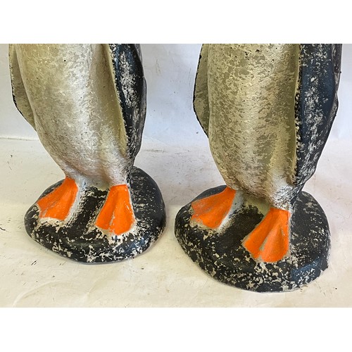 535 - A Pair Of Vintage French Recon Concrete Garden Penguin Figures.67 cms High (2)