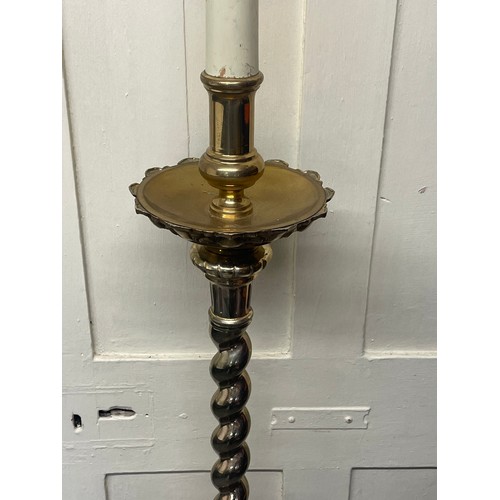 27 - Large Floor Standing Metal Church Candlestick. 159 cms High.