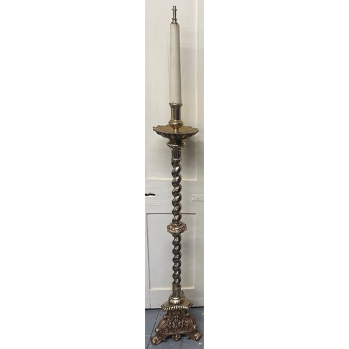 27 - Large Floor Standing Metal Church Candlestick. 159 cms High.