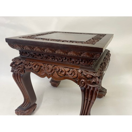 28 - Chinese Carved Wood Stand / Side Table . 40 x 41 x 41 cms