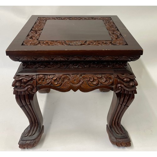 28 - Chinese Carved Wood Stand / Side Table . 40 x 41 x 41 cms