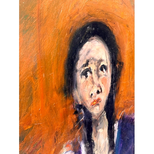 542 - Large Continental Acrylic Painting Of A Lady. 122cm x 91cm. 4cm.