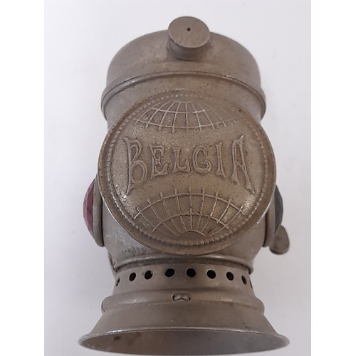 550 - Vintage Cycle Carbide Lamp marked BELGIA, 20cm high